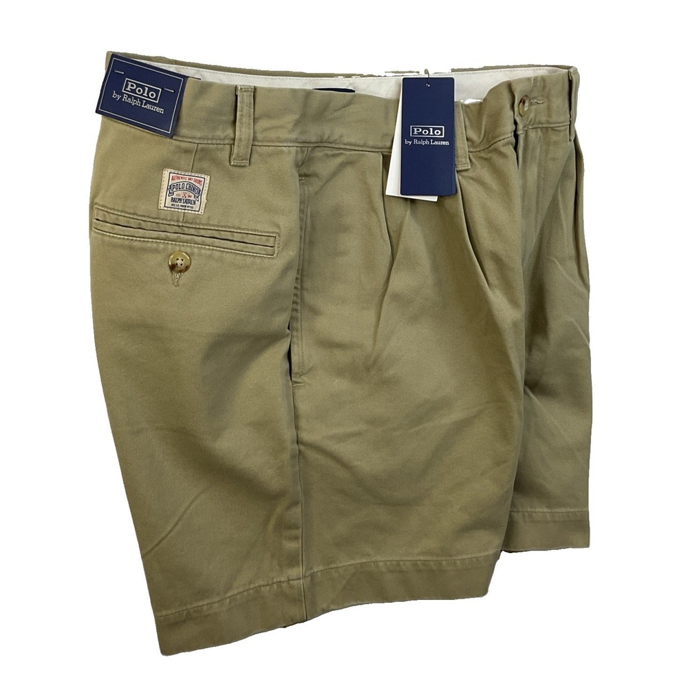 Polo Ralph The Cormac Shorts Mens 29 Khaki Chino Pleated Preppy Y2K Relaxed Fit